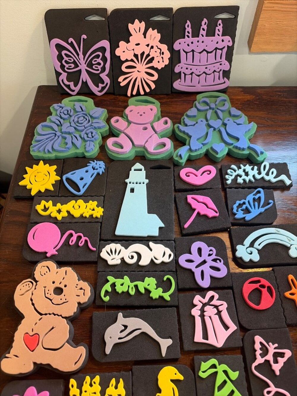 Chunky Foam Stamp 32pc Set Fun Shapes Flowers Animals Crafting Kids Activities